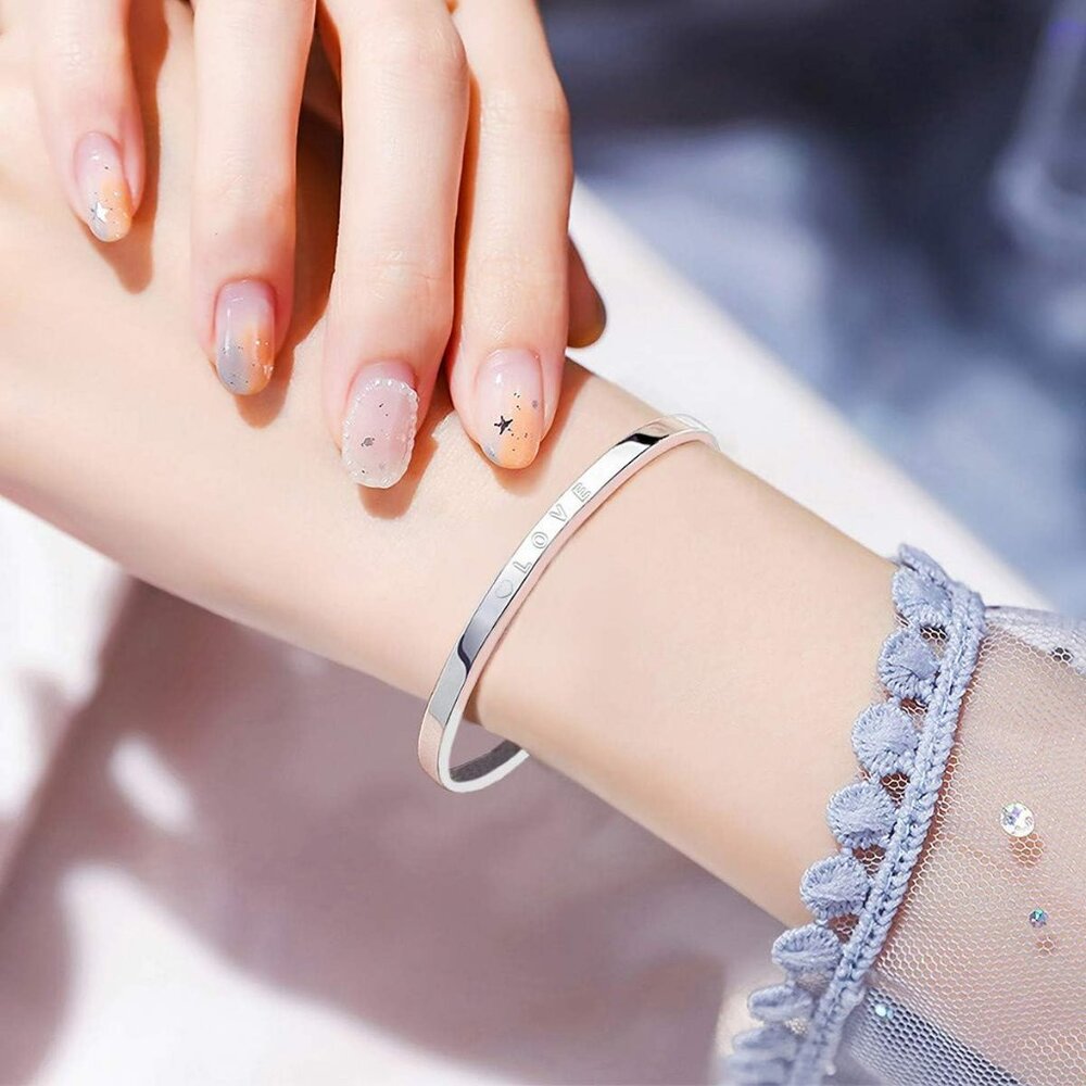 999 Solid Sterling Silver Bangle Cuff Bracelets F… - image 5